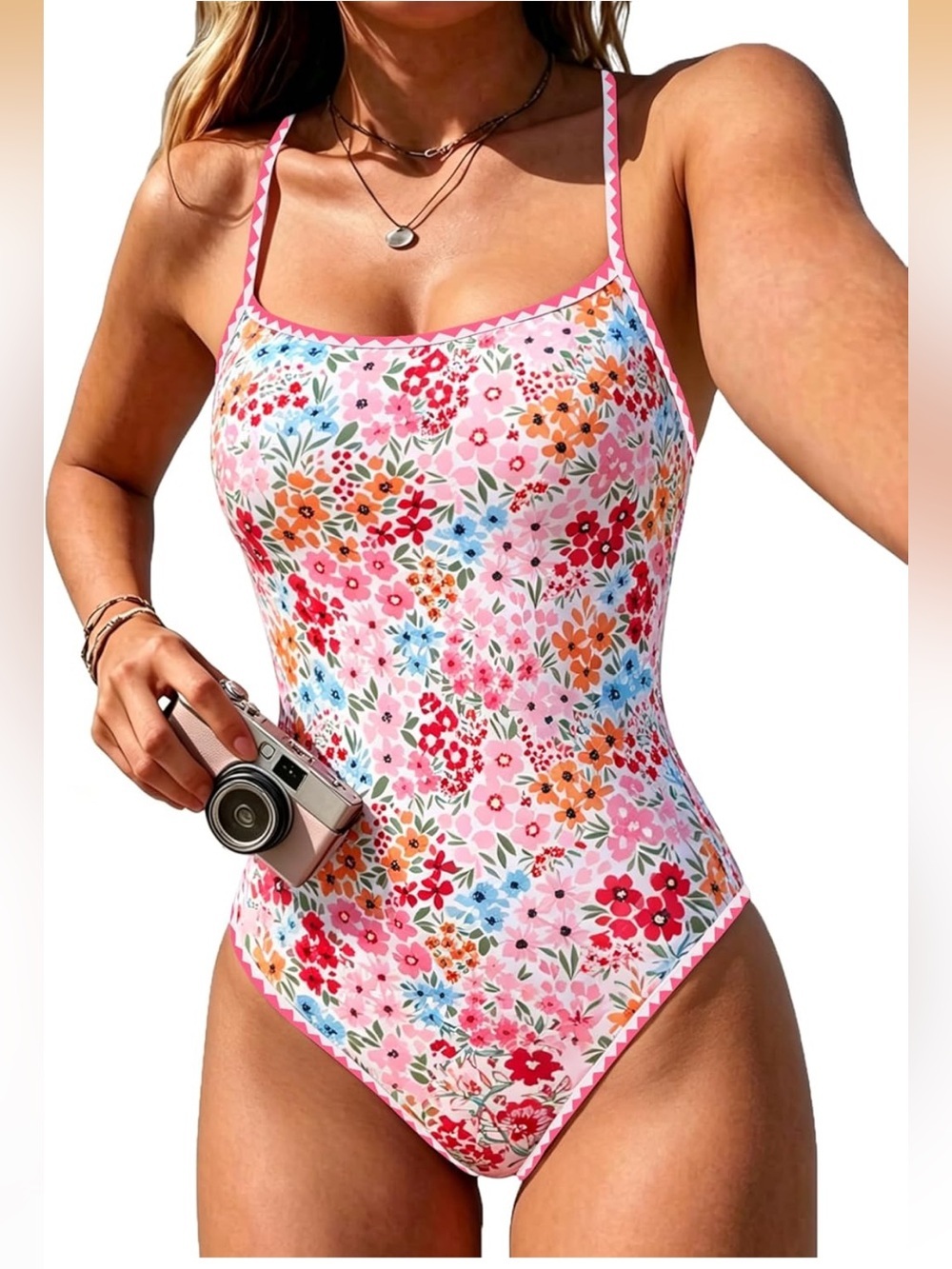 One Piece Swimsuit Tummy Control Modest Cute Floral S 1369/12-2
